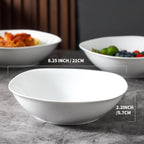 fMBB 4pcs Large Pasta Bowls, 35 OZ Porcelain Deep Dinner Plates, Big Salad Bowls Set, House-warming Dinnerware, Dishwasher, Microwave, Oven Safe