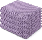 Homaxy 100% Cotton Waffle Weave Kitchen Dish Towels, Ultra Soft Absorbent Quick Drying Cleaning Towel, 13 x 28 Inches, 4-Pack, Lavender