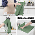Homaxy Premium Kitchen Towels(18”x 28”, 6 Pack), Large Cotton Kitchen Hand Towels, Flat and Terry Dish Towels, 380 GSM Highly Absorbent Tea Towel Set with Hanging Loop, Grass Green