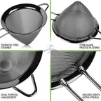 2 Pack Stainless Steel Small Food Strainer, Fine Mesh Sieve with Long Handle, Cocktail Strainer For Cocktails, Tea Herbs, Coffee & Drinks, Rust Proof & Great as Tea Strainer, 3.5inch
