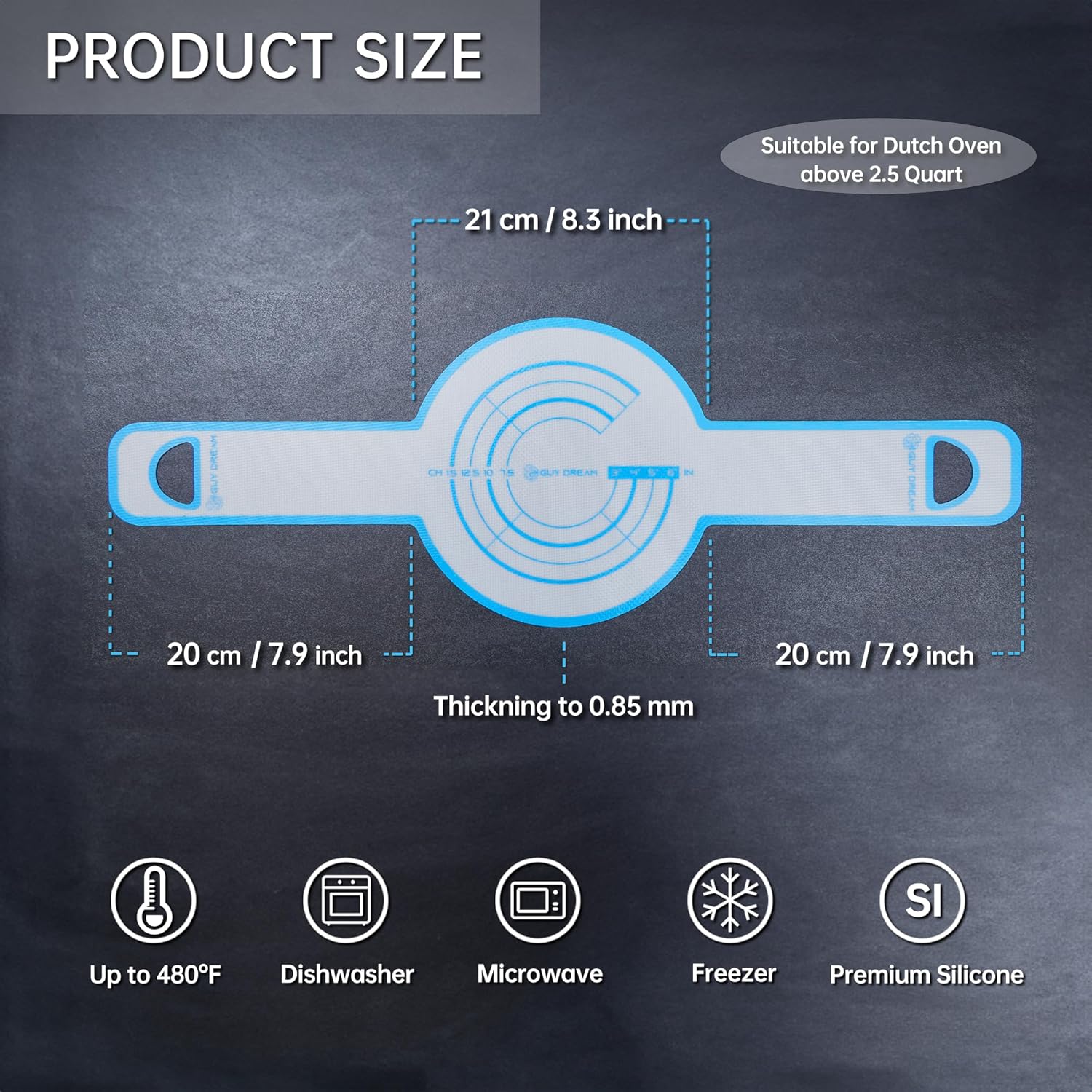 GUYDREMAT Reusable Silicone Bread Sling for Artisan Bread Baking - Easy Lift Tool for Dutch Oven, Heatproof, Non-Stick, Food-Grade Silicone, Perfect for Sourdough, Bagels, and Rolls