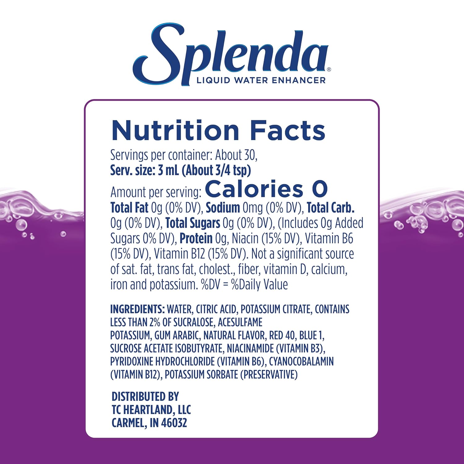 SPLENDA Liquid Water Enhancer Drops, Sugar Free, Zero Calorie, Natural Flavor, Concentrated Drink Mix, 3.11 Fl Oz Each Bottle (Grape, 2 Pack)