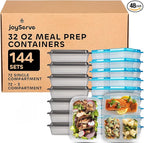 Food Storage Containers With Lids - (144 Pack-32 Oz) 72- 3 Compartment Meal Prep Containers Reusable Or Disposable & 72- Single Food Storage Bento Boxes, Bpa Free, Microwave, Freezer, Dishwasher Safe