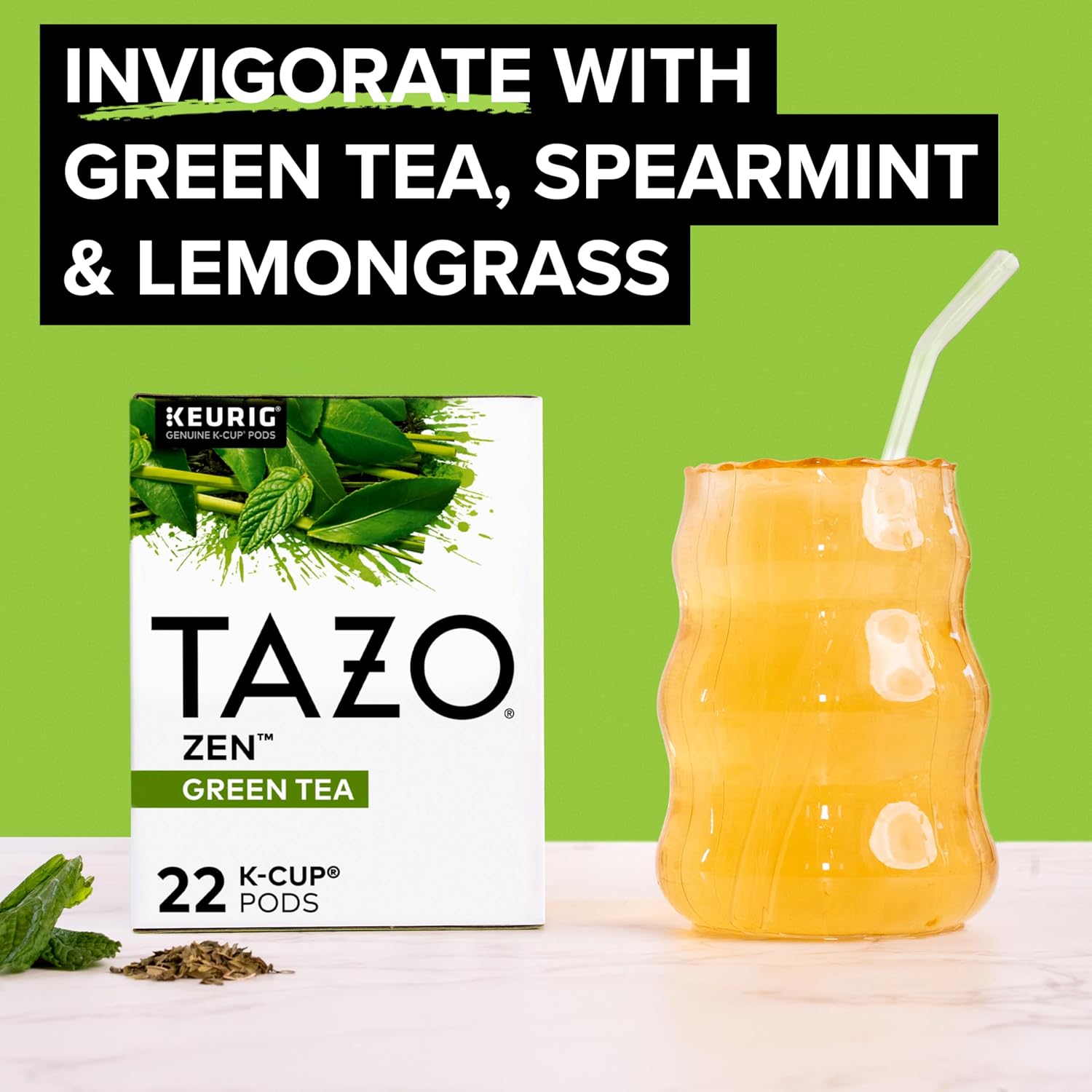 TAZO Zen Green Tea K-Cups, Green Tea Zen for Health and Wellness, 22 Pods