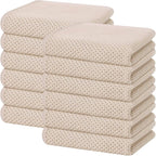 Homaxy 100% Cotton Waffle Weave Kitchen Dish Towels, Ultra Soft Absorbent Quick Drying Cleaning Towel, 13 x 28 Inches, 12-Pack, Beige