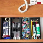 2PCS Drawer Organizer for Kitchen,Utensil Mesh Drawer Organizer with Interlocking Arm for Cosmetic,Flatware,Pen (9 * 3 * 2 Inches,Black)