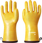 wahoo Professional Liquid Silicone Oven Mitts Gloves, Heat Resistant Gloves for Cooking, Baking, CoralAir Liner, 12 Inch, Yellow, Large
