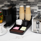 Mind Reader Cup and Condiment Station, Set of 2, Countertop Organizer, Coffee Bar, Kitchen, 7.25" L x 15.5" W x 5.25" H, Black
