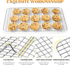 Cooling Rack Set of 2, E-far Stainless Steel Baking Rack for Oven Roasting Cooking Bacon Cooling Cookie Cake, 15.3” x 11.2” Metal Bakeable Mesh Grilling Wire Racks, Non-toxic & Dishwasher Safe