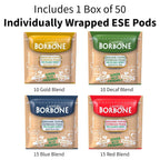 Caffe Borbone Espresso Paper Pods (50 Count) - Variety Pack, Single-Serve ESE Pods Roasted in Italy