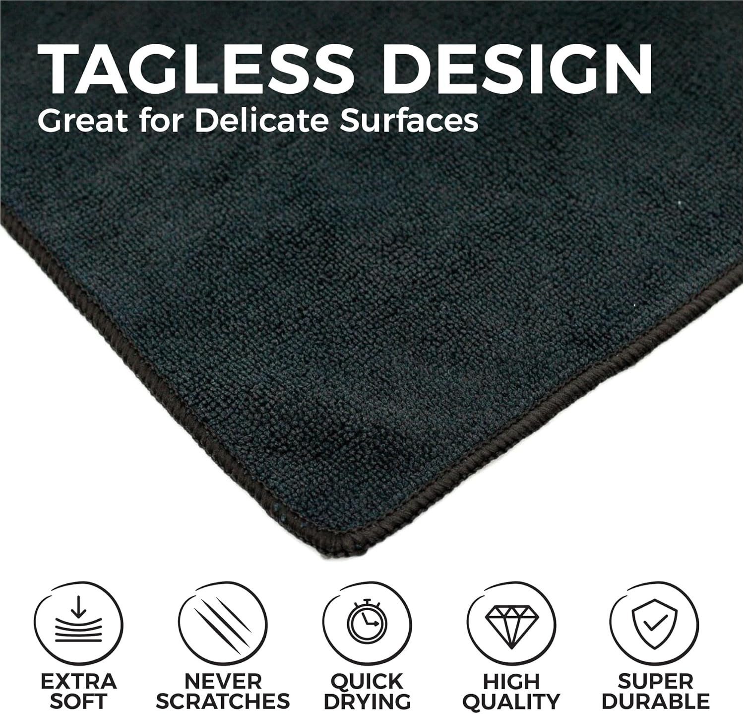 The Rag Company - All-Purpose Microfiber Terry Cleaning Towels - Commercial Grade, Highly Absorbent, Lint-Free, Streak-Free, Kitchens, Bathrooms, Offices, 300gsm, 12in x 12in, Midnight (12-Pack)