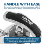 Viking 3-Ply Stainless Steel Tea Kettle, 2.6 Quart Stovetop Hot Water Pot with Tempered Glass Lid, Ergonomic Handle, Induction Ready, Mirror Finish