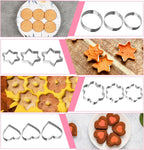 12 Pcs Cookie Cutters Biscuit Cutter Fruit Cutter Shapes Stainless Steel Fondant Cake Mold Heart Flower Star Round Shapes Metal Cutters for Baking