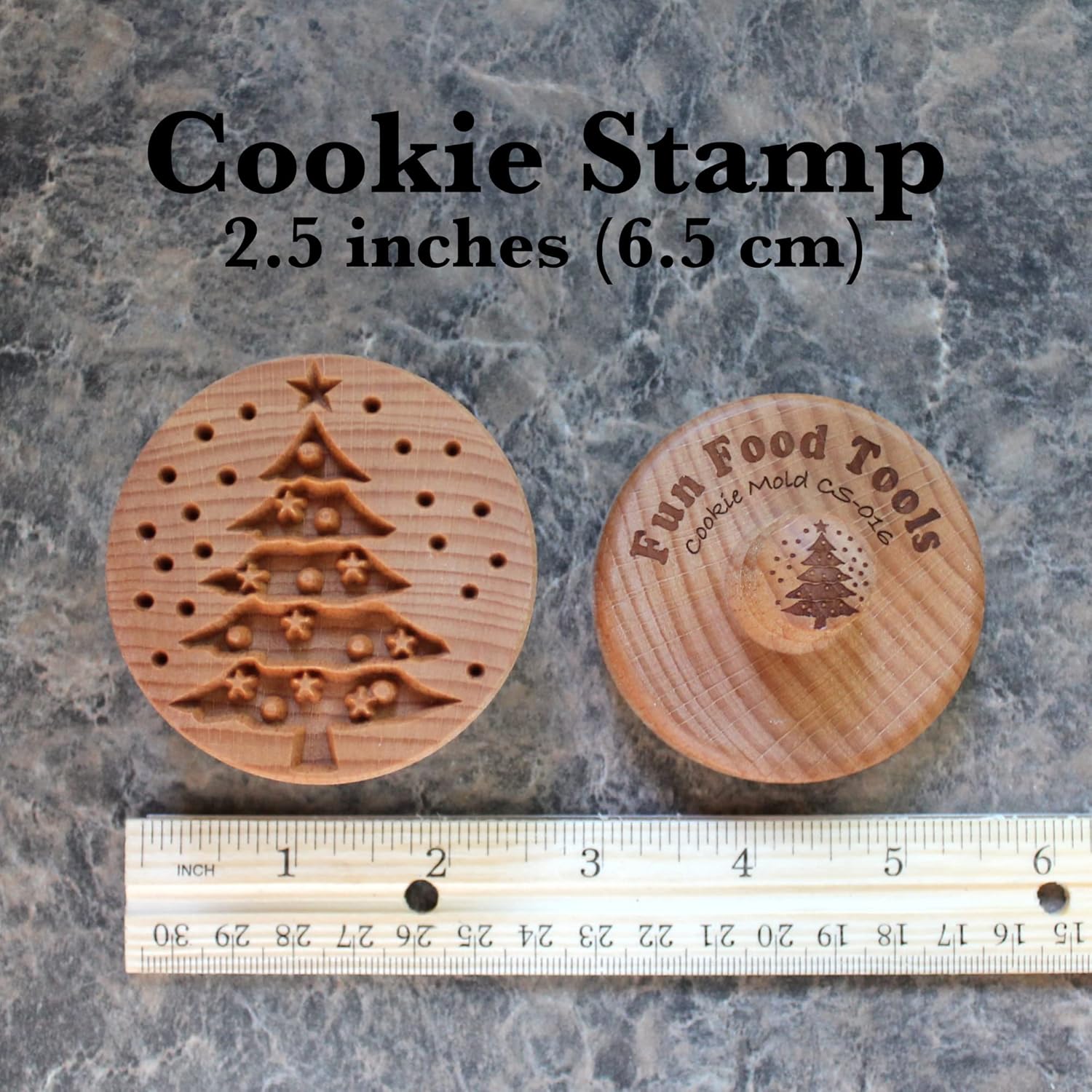 Wood Cookie Stamp, 2.5 Inch (Christmas Tree CS-016)