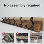 SKOLOO 36-Inch Wood Coat Rack Wall Mount with 6 Triple Hooks - Ideal for Family Entrances, Classrooms, and Pet Supplies Storage - Perfect Coat Hooks for Wall,Charred Golden Brown