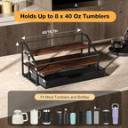 MOJOHAND Water Bottle Organizer for Stanley, 3-Tier 8 Bottles Rack with Storage Basket for Cup Accessories, Large Tumbler Holder Stand, Water Bottle Holder Wine Rack