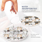 Drink Coasters Set of 6 with Holder, Cute Cats Absorbent Ceramic Coasters with Cork Base,Fit All Cups,Great Gift for Housewarming,Room Decor,Bar,Holiday Party