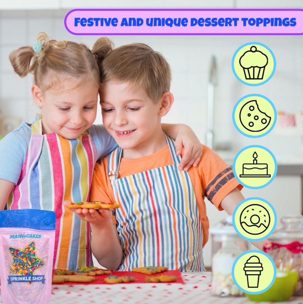 Manvscakes Sprinkles- Edible Cake and Cupcake Sprinkles with Assorted Shapes and Sizes, Purple Sprinkle Mix for Cookies, Ice Cream, Cake and Cupcake Decorating