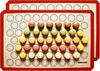 Macaron Silicone Baking Mats - Set of 2 - Full Size - 16.5 x 24, Non-Stick Macaron Mat for Perfect Baking - Dishwasher & Oven Safe, Ideal for Macarons, Cookies, Bread, Red Border