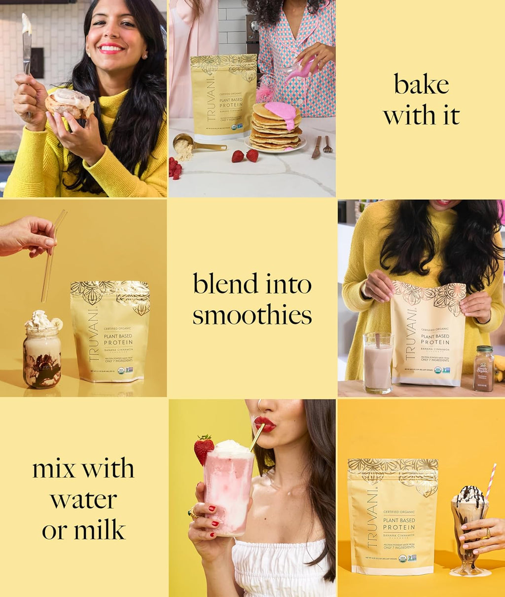 Truvani Vegan Pea Protein Powder | Banana Cinnamon | 20g Organic Plant Based Protein | 10 Servings | Keto | Gluten & Dairy Free | Low Carb | No Added Sugar