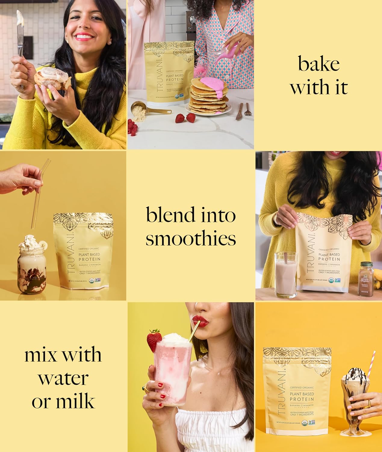 Truvani Vegan Pea Protein Powder | Banana Cinnamon | 20g Organic Plant Based Protein | 10 Servings | Keto | Gluten & Dairy Free | Low Carb | No Added Sugar