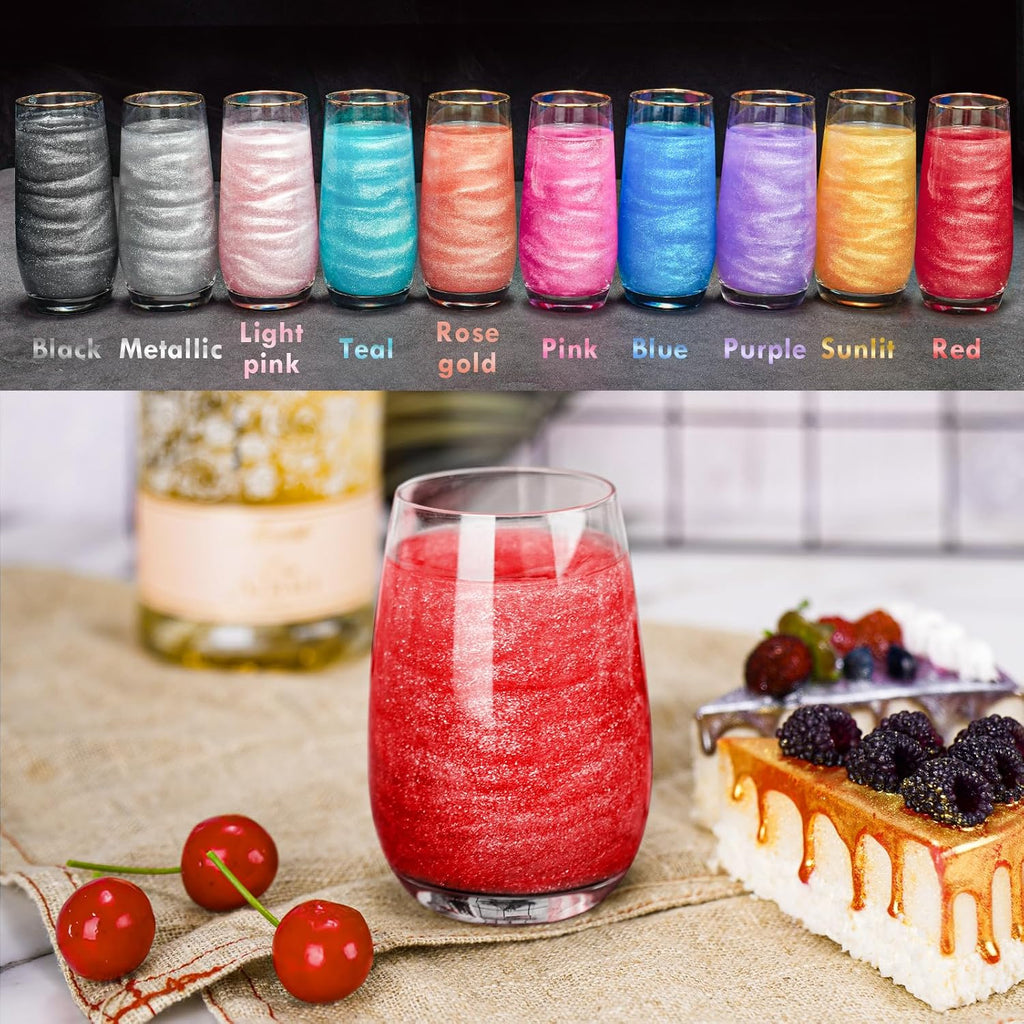 NiHome Edible Food-Grade Glitter Powder Glimmer Luster Dust Metallic Fancy Food Decorating Sprinkle Glimmery Dust for Drink Wine Beverage Cake Bakery Vegan Allergen-Free (Red, 0.35oz/10g)