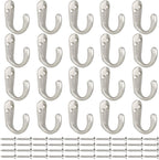 IBosins 20PCS Coat Hooks Wall Mounted Single Prong Robe Hook for Hanging Towel Hooks with 40 Screws for Cup, Mug, Bags, Hat, Cap, Scarf, Pet leashes