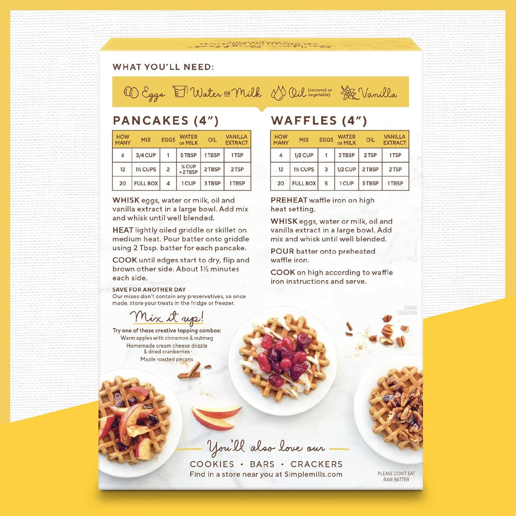 Simple Mills Almond Flour Pancake & Waffle Mix, Pumpkin - Gluten Free, Plant Based, Paleo Friendly, Breakfast 10.7 Ounce (Pack of 6)