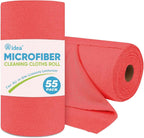 AIDEA Microfiber Cleaning Cloth Roll, Red Shop Towels 55 Sheets Washable, Microfiber Towels for Cars, Shop Rags Reusable Paper Towel for Automotive, Workshop, House, Kitchen, Cleaning Supplies11×9"