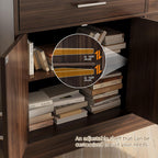 Vongrasig 43” Sideboard Buffet Cabinet with Storage, Farmhouse Coffee Bar with Drawers and Shelves, Wood Buffet Table for Kitchen Dining Room, Living Room, Rustic Brown