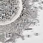Silver Pearl Rods Sprinkles, Edible Sugar Candy Mix Size, 150g/5.29oz, Baking Cake Decoration, Food Grade, Cake Toppers, Easter, Celebration, Wedding Party Supplies
