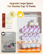 Larger Water Bottle Holder for Stanley Quencher H2.0 Tumbler with Handle, Cabinet Organizer for Stanley Cup Accessories, Kitchen Organizers and Storage for Tumbler Mug Cup Gifts (Larger-12-bottle)