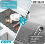 Extral Large Quick Dry Stone Drying Mat for Kitchen Counter,24x16 Inch Collapsible Eco-Friendly Absorbent Diatomaceous Earth Mat for Dishes Cups,Dish Drying Mats (Dark grey-Love shape, 24x16 inch)