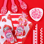 Edible Pink Sprinkle, Valentines Sprinkles Dessert Decorating, Confetti Sprinkle, Pearl Sprinkle, Pink Jimmies Sprinkle for Cake, Cupcake, Chocolate, Macaron, Waffle and Ice Cream(120g/4.23oz)