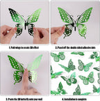 SAOROPEB 3D Butterfly Wall Decor - 48 Pcs, 4 Styles, 3 Sizes, Removable Stickers for Birthdays & Parties