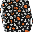 Oasis Choice 2-Pack Halloween Bamboo Fiber Serving Trays - 18x13 Inch Large Platters w/Handles for Horror Party, Birthday,BBQ, Buffet - Pumpkin, Bat & Skeleton Decor (Spooky Black, 18inch)