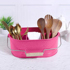 Alpha Living Home Silverware Organizer - Metal Kitchen Drawer & Utensil Organizer, Drawer Organizer for Forks, Knives, Multipurpose Kitchen Organizers and Storage Solution (Pink)