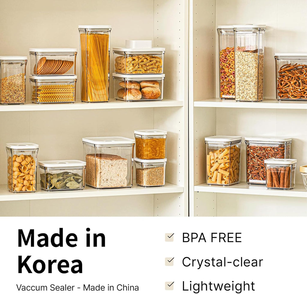 VAKUEN Premium Airtight Food Storage Containers & Vacuum Sealer Machine Starter Set, 4-piece Container with Sealer, 100% Leak Proof,Keep food fresh up to 5 times longer than non-vacuum strorage.