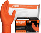 GLOVEWORKS Heavy-Duty Nitrile Gloves, Disposable, Latex Free, 8 Mil, Orange, Diamond Grip Glove
