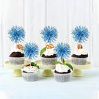 40 PCS Foil Firework Cupcake Toppers Light Blue Sparkler Cupcake Picks Sparkle Tinsel Fireworks Decorations Cocktail Fruit Toothpick for Firework Theme Birthday Wedding Graduation Party Decor Supplies