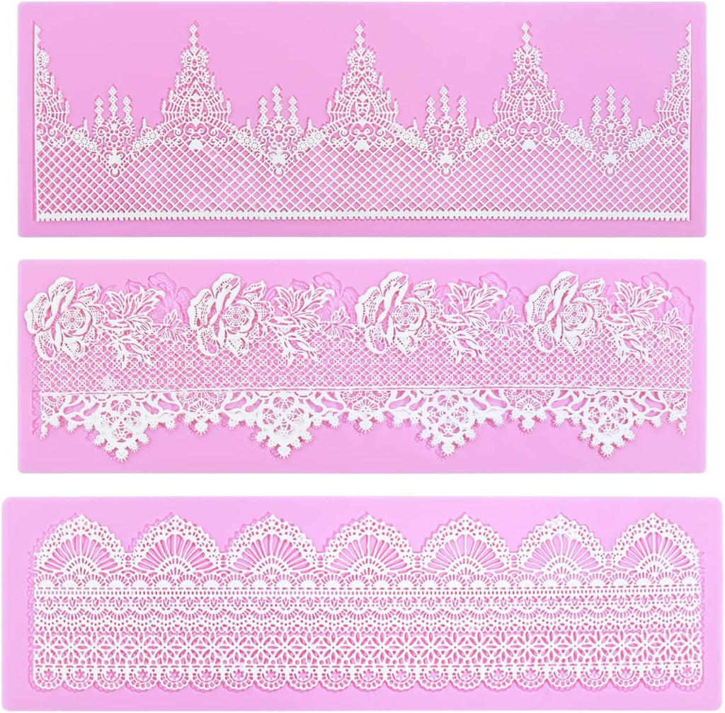 Embossing Lace Fondant Molds - Rose Flower Cake Lace Molds Set of 3