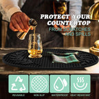 Bar Mat for Countertop 18in x 12in Large - Thick Durable Non-Slip Spill Rubber Bar Mats for Bartending - Personalized Custom Oval Bar Mat for Home Bar Barista