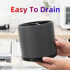 Silverware Organizer Kitchen Utensil Holder 360°Rotating For Counter Organizer Stainless Steel Storage Silverware Caddy 3 Compartment Flatware Spoon Spatula Tool Cutlery Container(Grey)