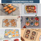 P&P CHEF Cooling Baking Rack Pack of 2, Stainless Steel Cooling Racks for Cooking Baking Roasting Grilling Drying, Dense Wires & Smooth Edge, Easy to clean, Black, 9.7" x 7.3"