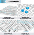 TeamFar Cooling Rack Set of 4, Stainless Steel Grid Cooking Roasting Racks for Various Size Baking Sheet Toaster Oven Pan, Healthy & Heavy Duty, Mirror Finish & Dishwasher Safe