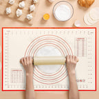 Silicone Baking Mat With Measurement Function Set of 3 Use Food Grade Silicone Ldeal for Dough Rolling Pie Crust Bread Making and Making Cookies (23.6×15.7,19.6×15.7, 15.7×11.8inch, Red)