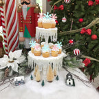 Gyufise 50Pcs Pink Edible Cupcake Cake Toppers Snowflake Cake Decorations for Christmas Winter Frozen Theme Party Supply Decoration Blue Pink