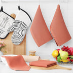 Homaxy 100% Cotton Waffle Weave Kitchen Dish Cloths, Ultra Soft Absorbent Quick Drying Dish Towels, 12 x 12 Inches, 8-Pack, Coral