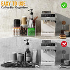 Acrylic Coffee Bar Organizer Station - Multiple Compartments - Kitchen Bar Tools Storage Rack - Beverage Station Organizer for Coffee Creamer Syrup