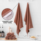 Homaxy Premium Kitchen Towels(18”x 28”, 8 Pack), Large Cotton Kitchen Hand Towels, Flat and Terry Dish Towels, 380 GSM Highly Absorbent Tea Towel Set with Hanging Loop, Rust